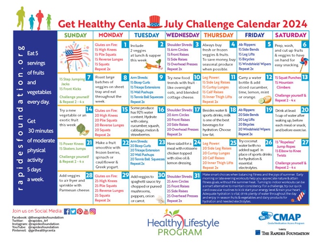 July Challenge Calendar Encourages You to Enjoy the Outdoors