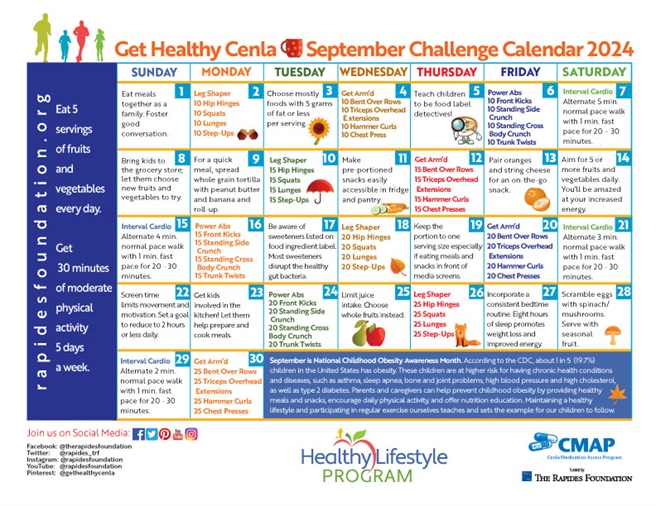 September Challenge Calendar Provides Daily Nutrition, Fitness Tips