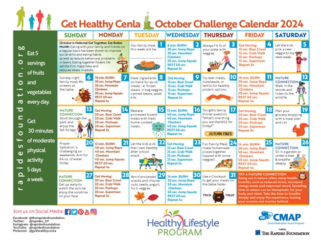 October Challenge Calendar Encourages Eating Healthy as a Family