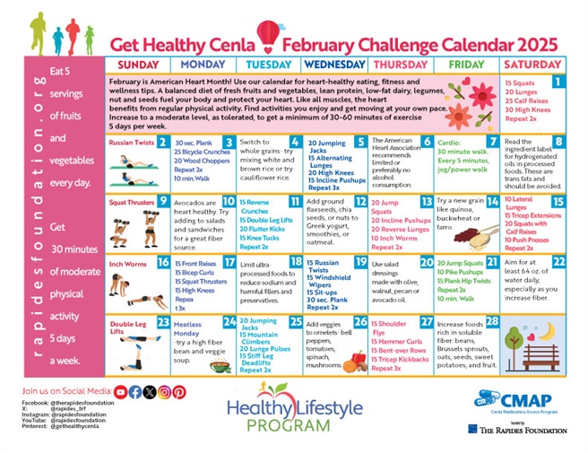 February Calendar Offers Heart Healthy Tips